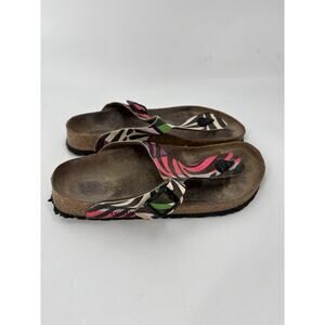 Papillio Birkenstock Gizeh Sandals Womens 40 Multicolor Zebra Open Toe Casual